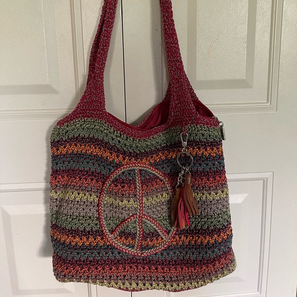 Sakroots Tote with Peace Sign.